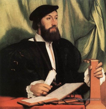  Holbein Tableaux - Gentleman inconnu avec des livres de musique et luth Renaissance Hans Holbein the Younger